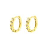 925 Silver Ear Hoops - Zirconia Hearts - Gold