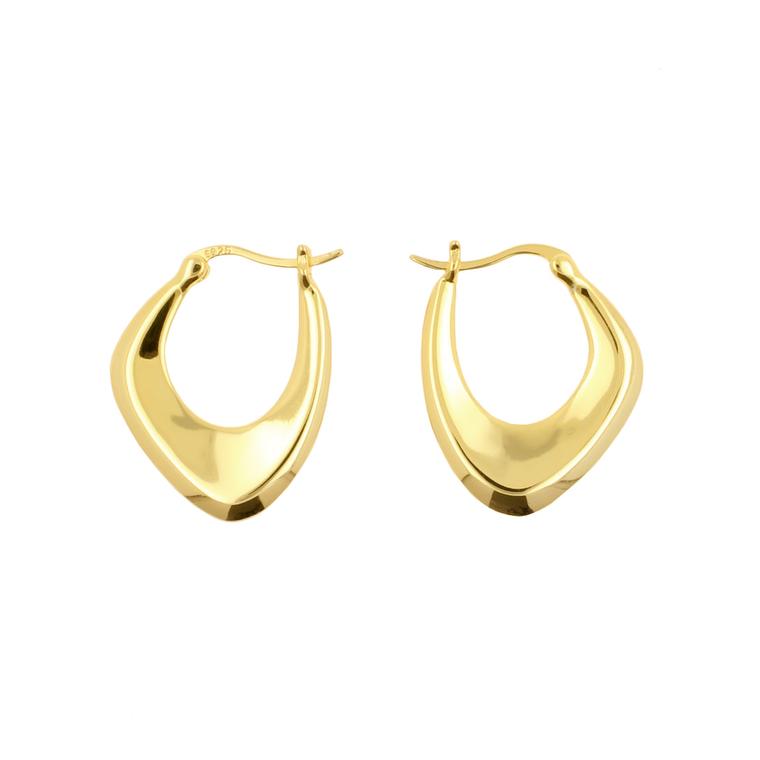 925 Silver Ear Hoops - Organic Ellips - Gold