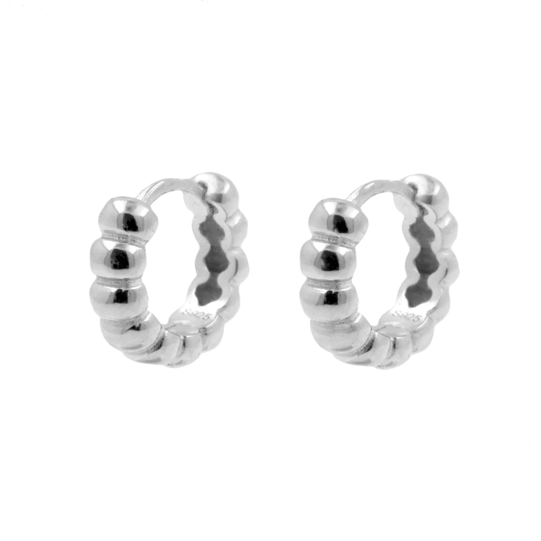 925 Silver Ear Hoops - Bubbles - Silver