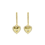 925 Silver Ear Hoops - Zirkonia Heart Gold