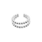 925 Silver Ear Cuff - Dotted Double Ring Silver
