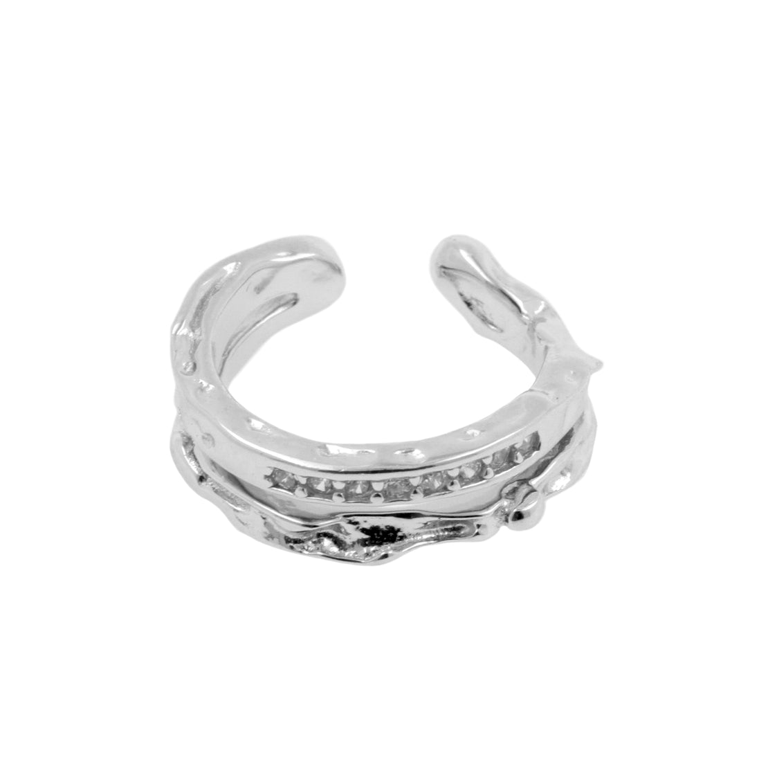 925 Silver Ear Cuff - Grunge Zirconia - Silver