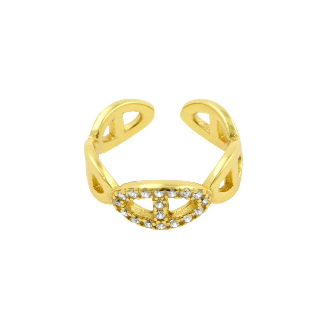 925 Silver Ear Cuff - Zirconia Chain - Gold