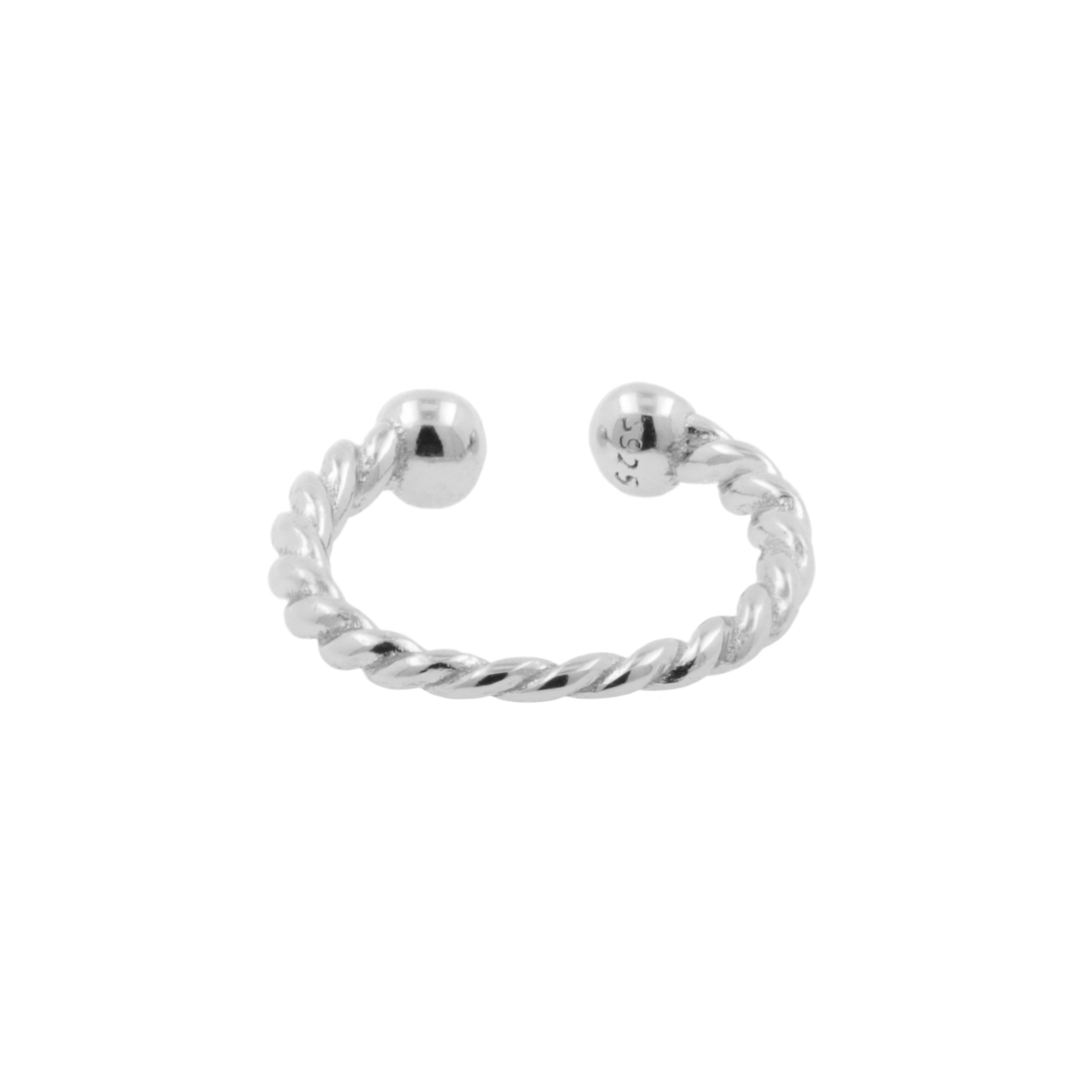 925 Silver Slip-On Cuff Ring - Twisted Silver
