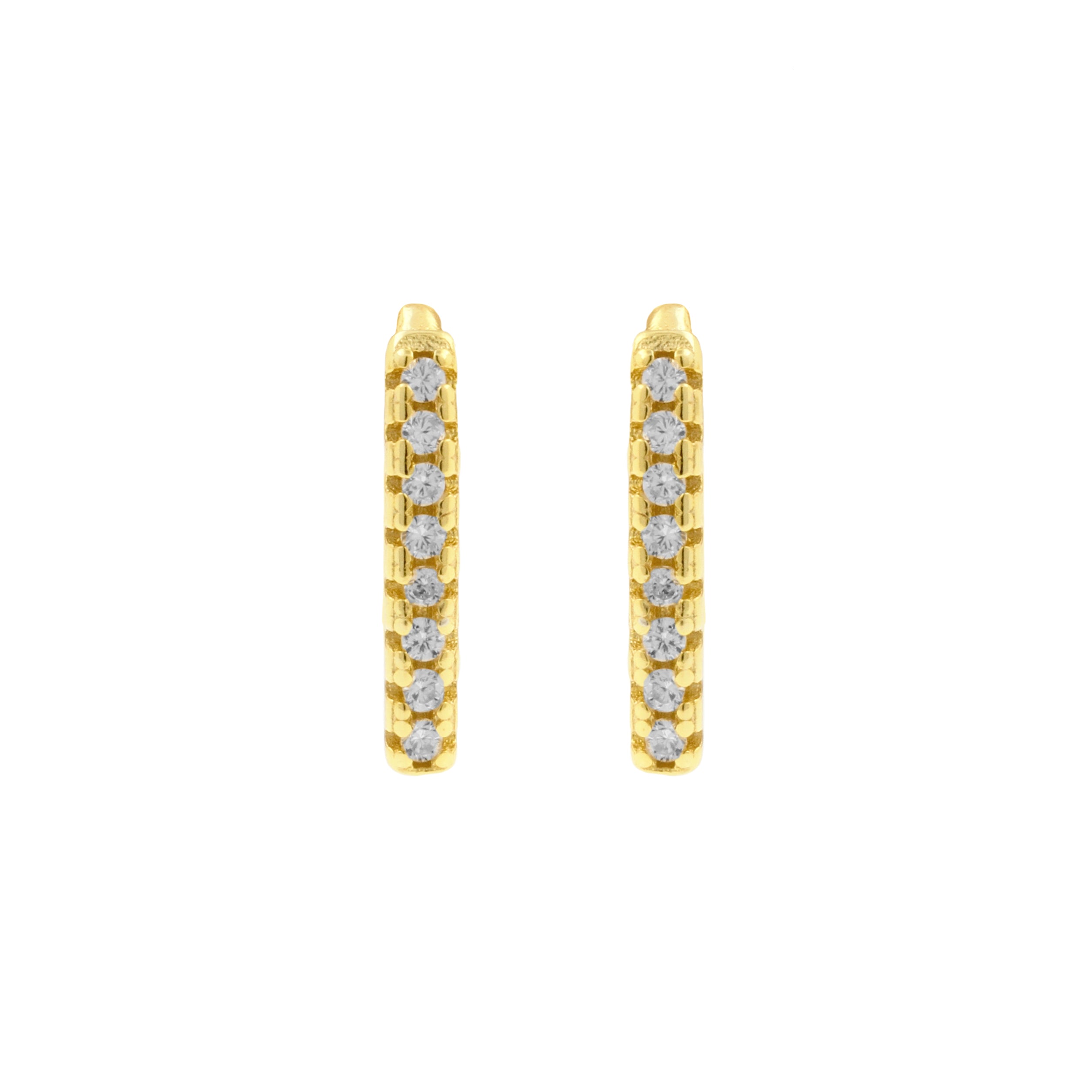 925 Silver Ear Hangers - Stacked Zirconia Gold