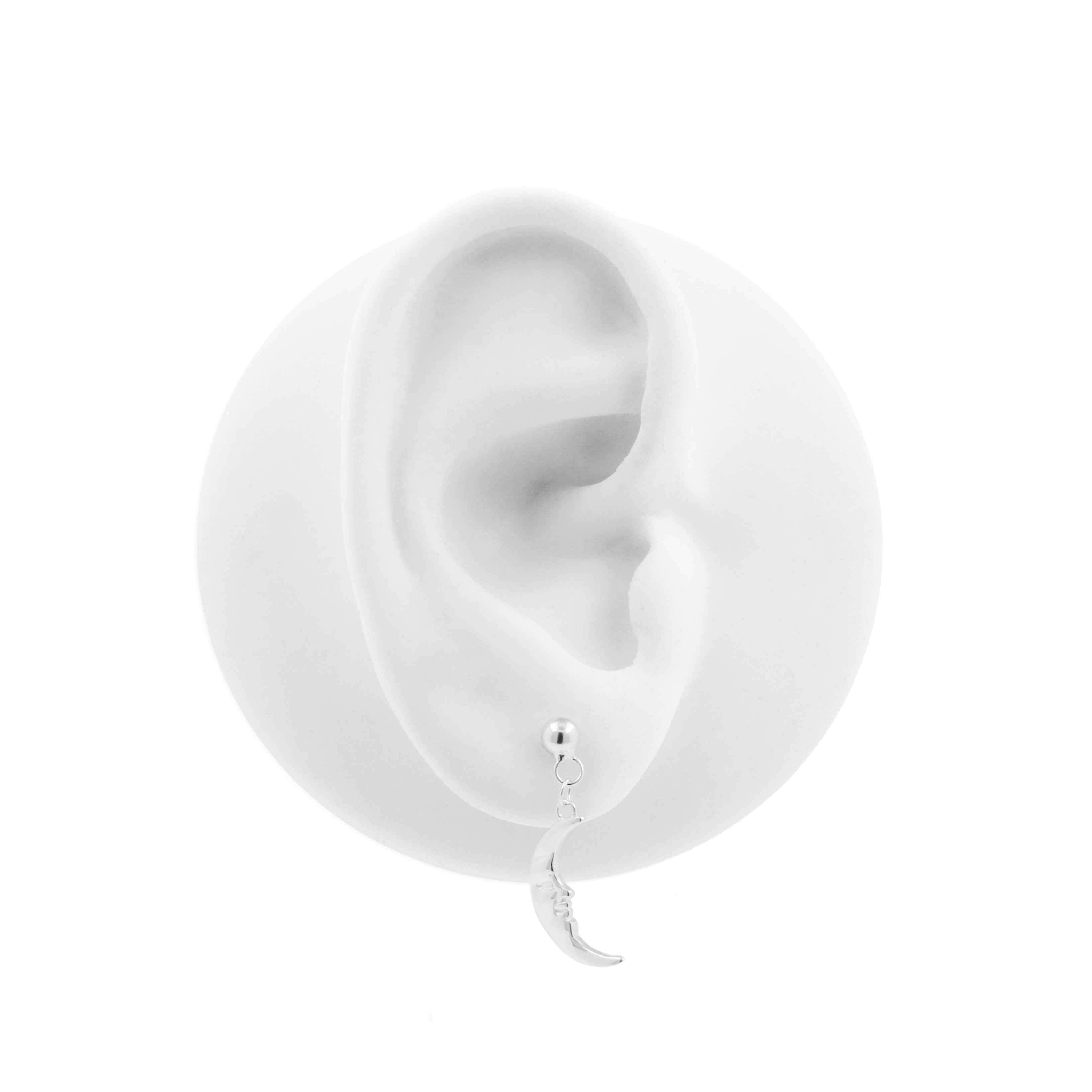 925 Silver Earstud Hangers - Moon Silver