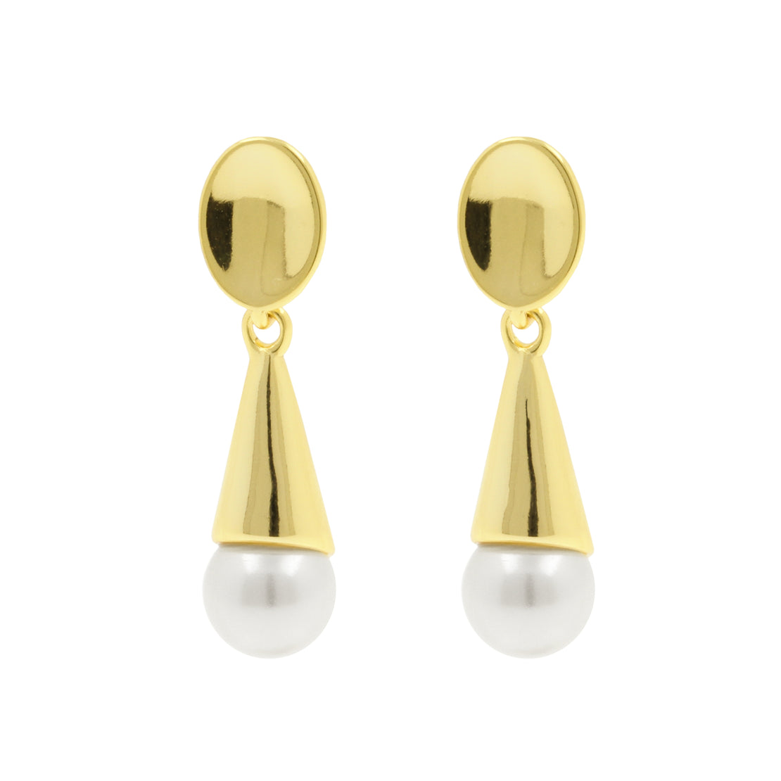 925 Silver Earstud Hangers - Pearl Cone Gold