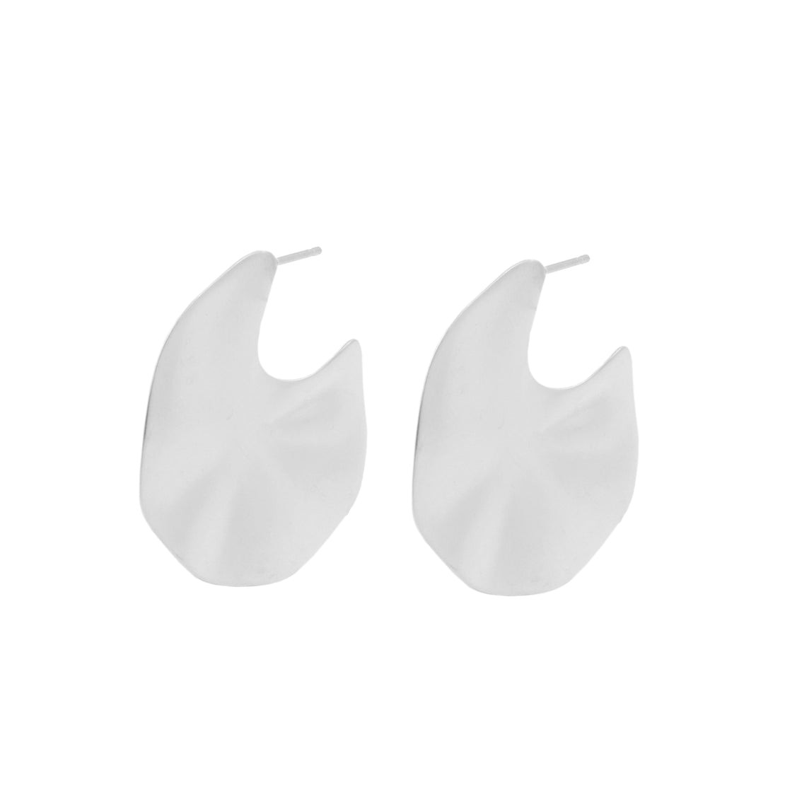 925 Silver Earrings - Disc Wavy - Silver