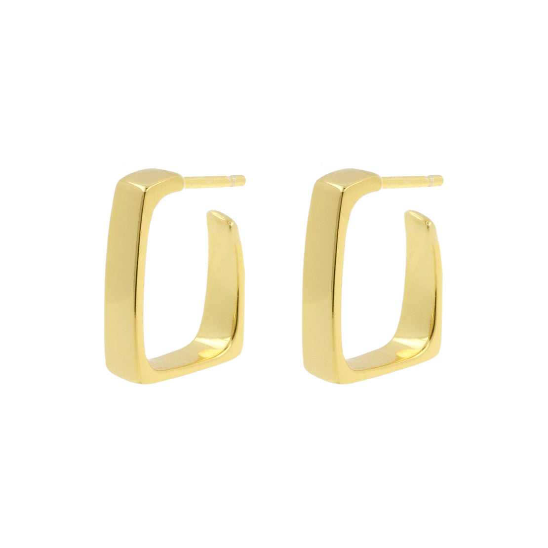 925 Silver Earrings - Square - Gold