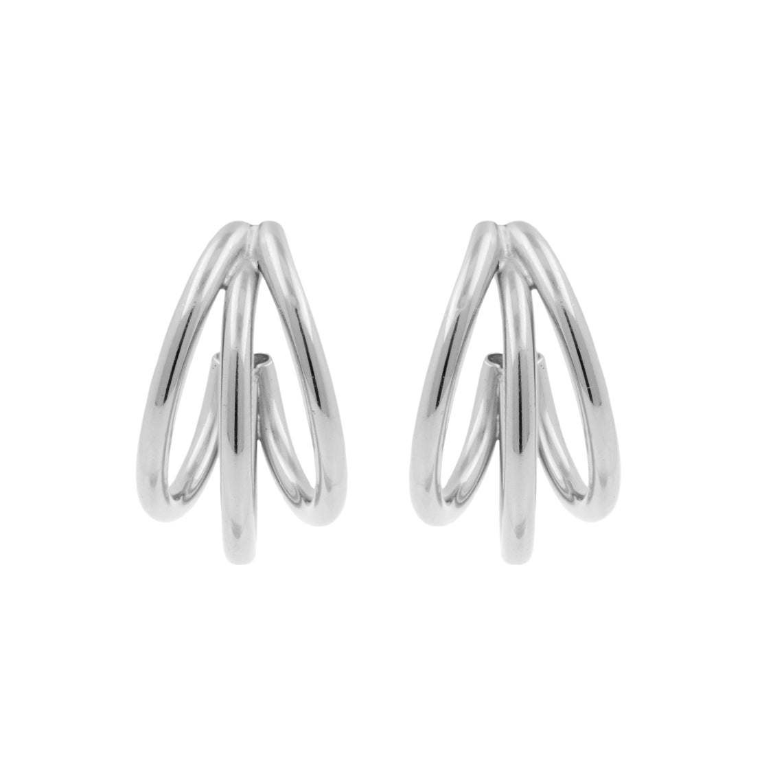 925 Silver Ear Studs - Hoops Triple - Silver