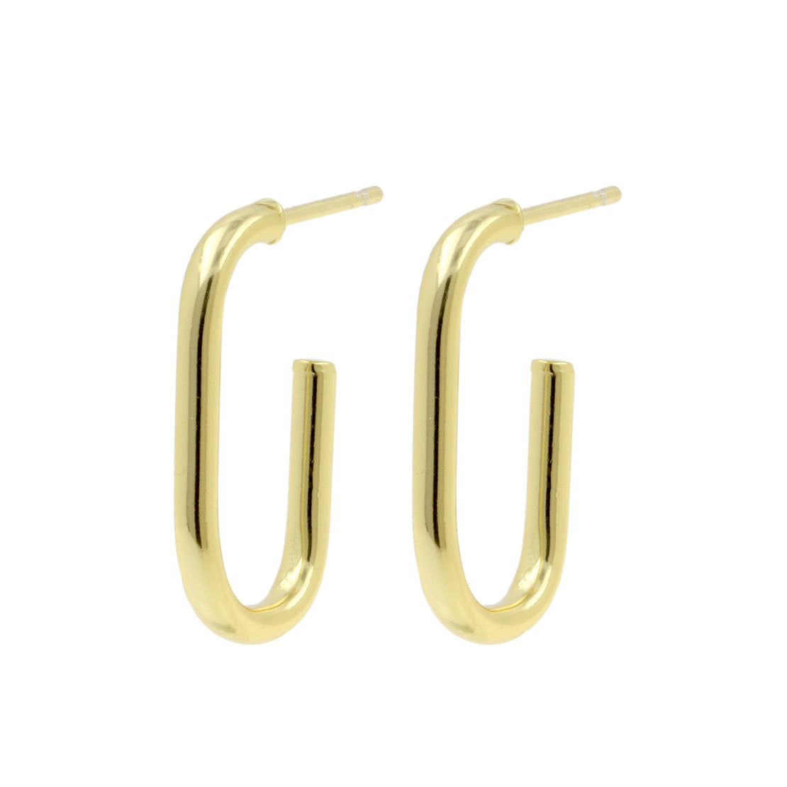 925 Silver Ear Studs - Hoops Ellips - Gold