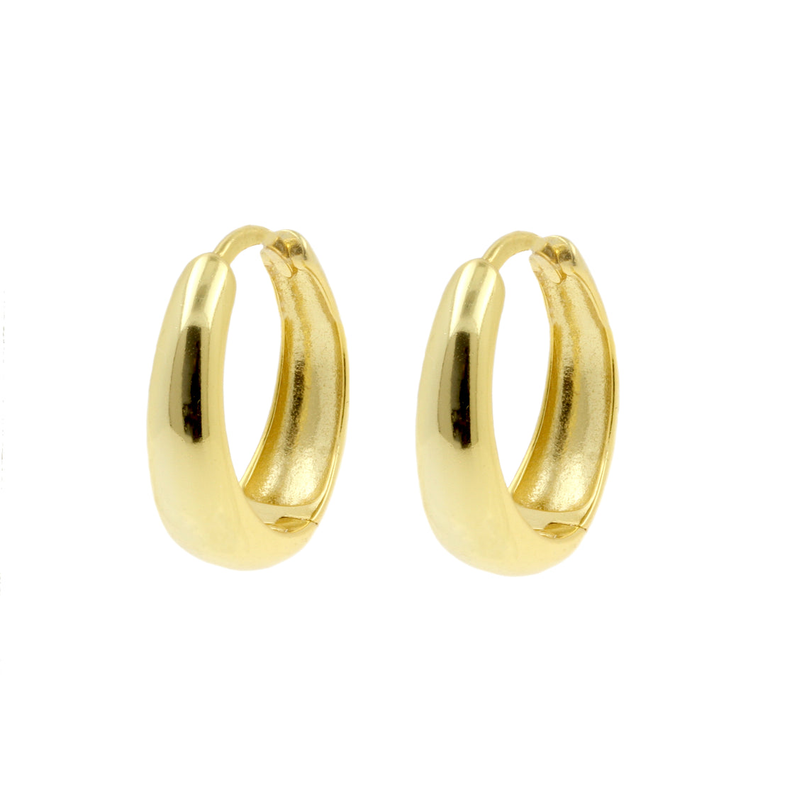 925 Silver Ear Hoops - Droplet - Gold