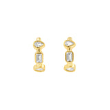 925 Silver 925 Silver Ear Hoops - Zirconia Chain Gold