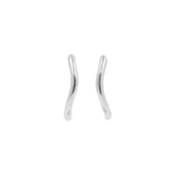 925 Silver 925 Silver Ear Hoops - Wave Silver