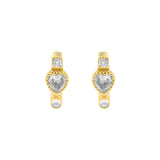 925 Silver 925 Silver Ear Hoops - Zirconia Heart Gold