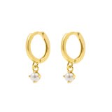 925 Silver 925 Silver Ear Hoops - Pearl Dangle Gold