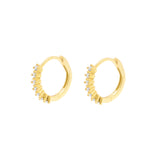 925 Silver 925 Silver Ear Hoops - Round Zirconias Gold