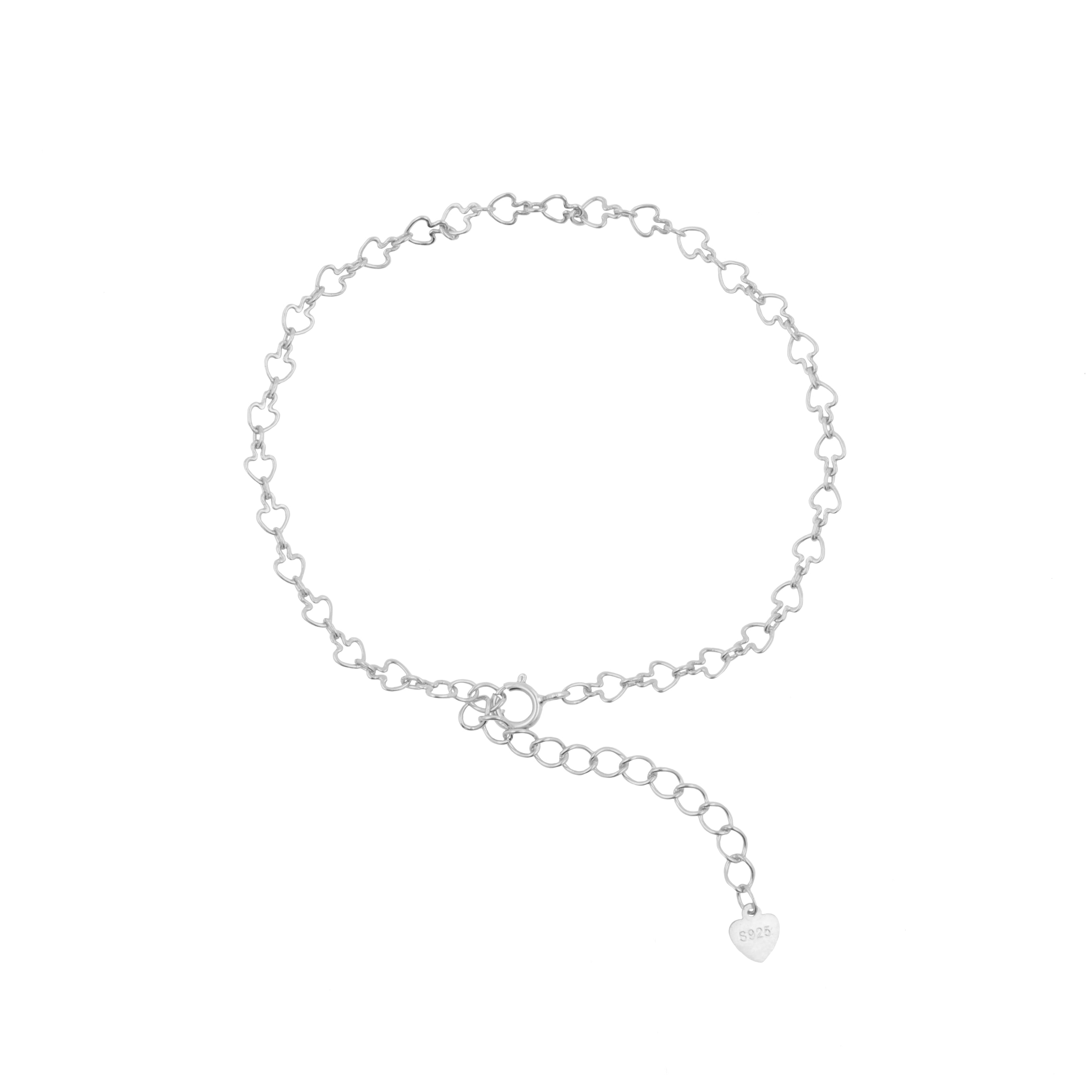 925 Zilver Armband Met Hartvormige Schakeltjes Zilver