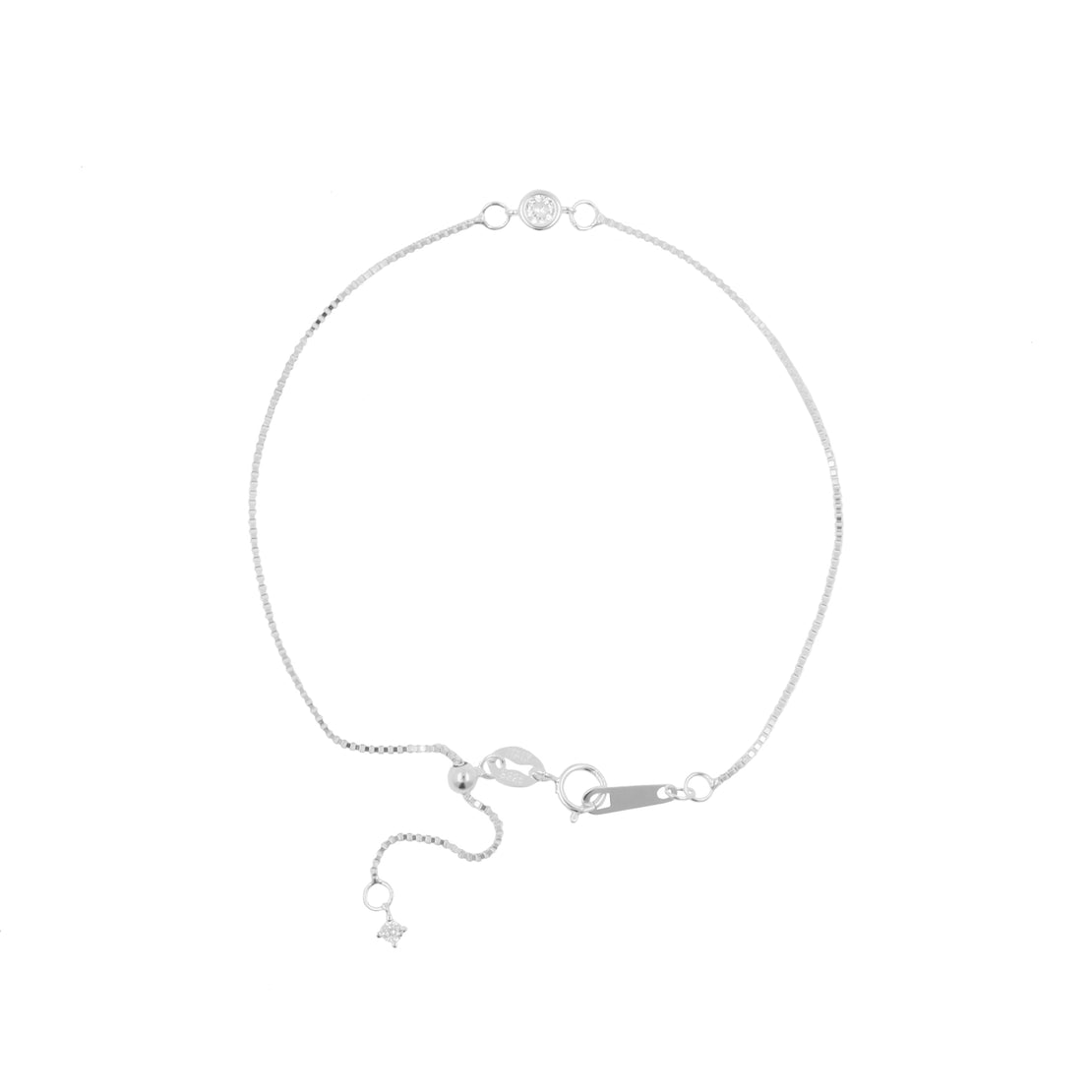925 Zilver Verstelbare Y-Armband Met Zirkonia  Zilver