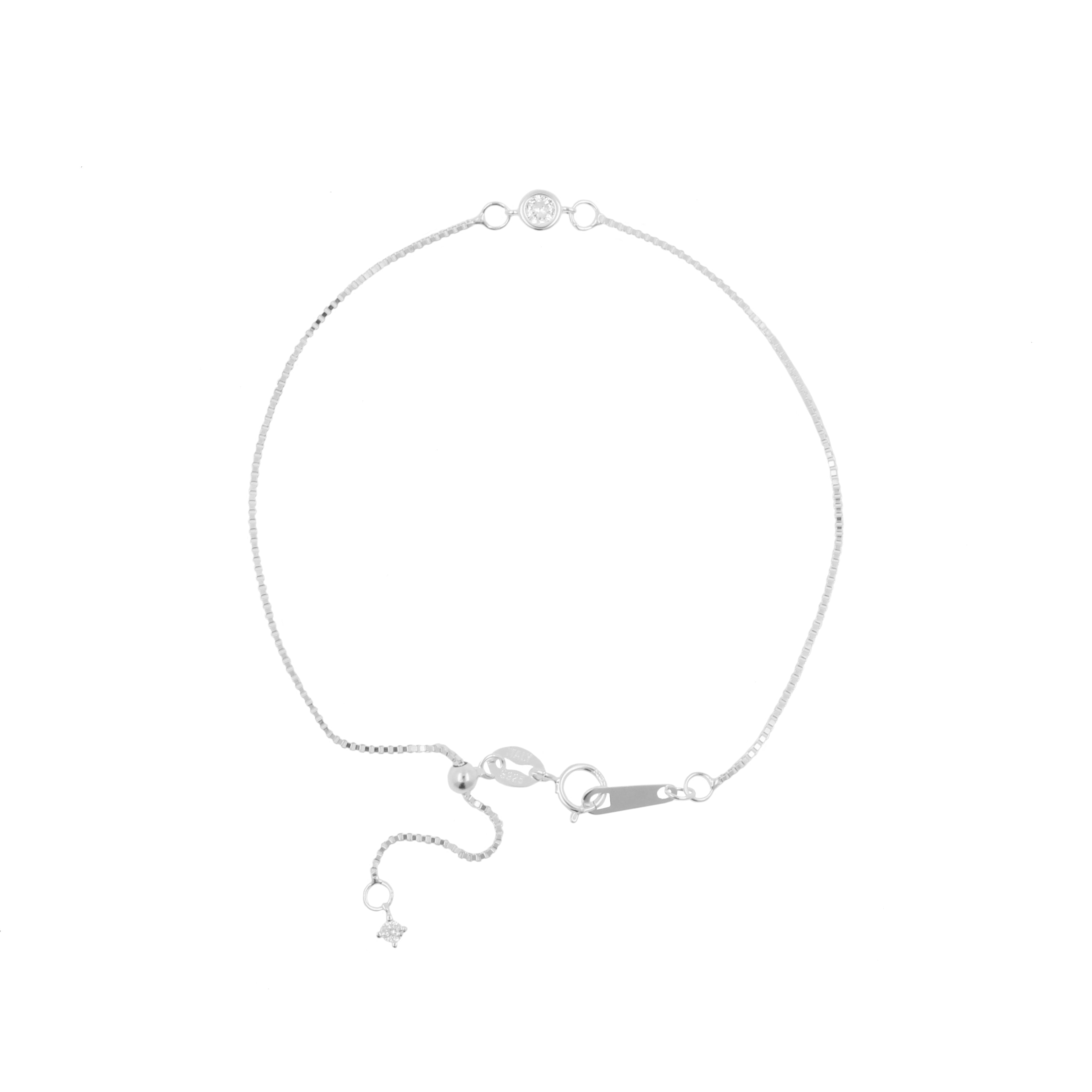 925 Zilver Verstelbare Y-Armband Met Zirkonia  Zilver