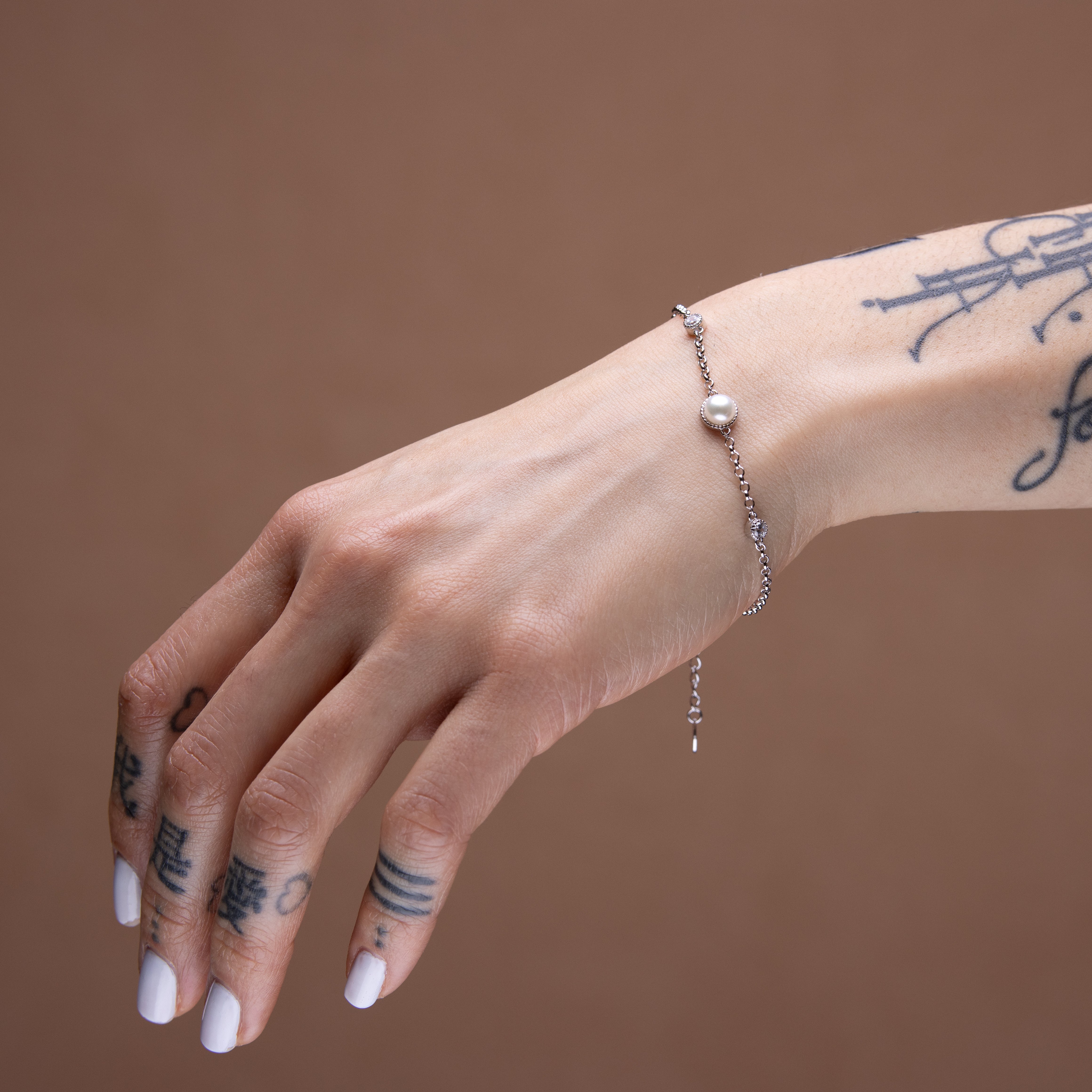 925 Zilver Armband Met Parel En Zirkonia  Zilver