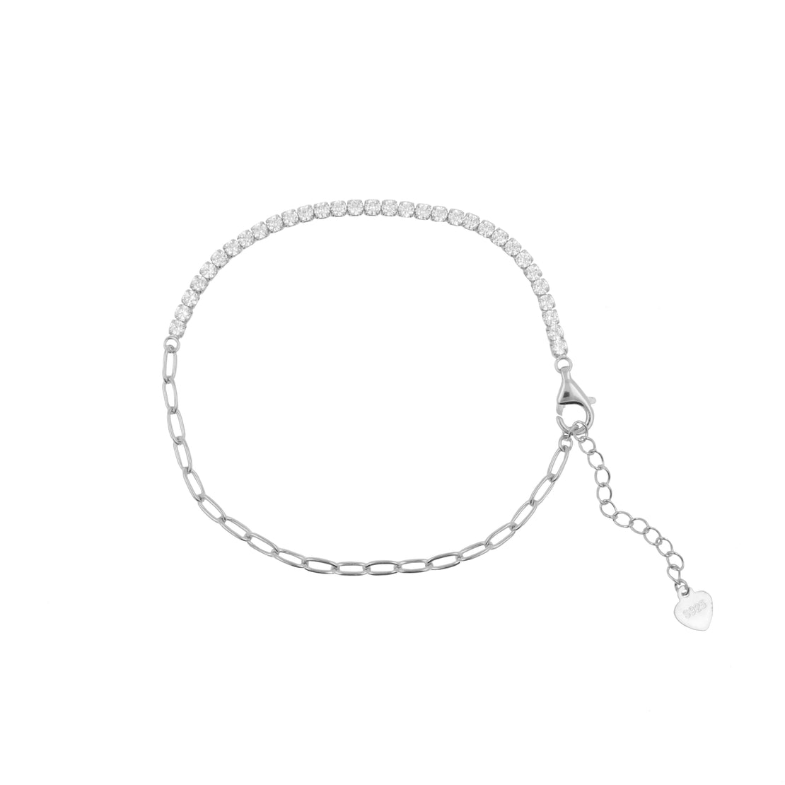 925 Silver Bracelet With Square Zirconia Gems Silver