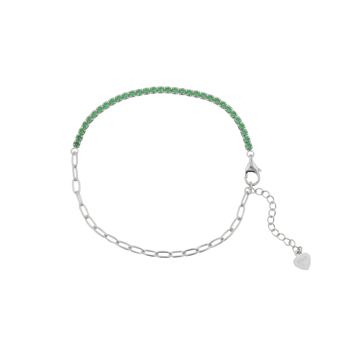 925 Silver Bracelet With Square Zirconia Gems Silver