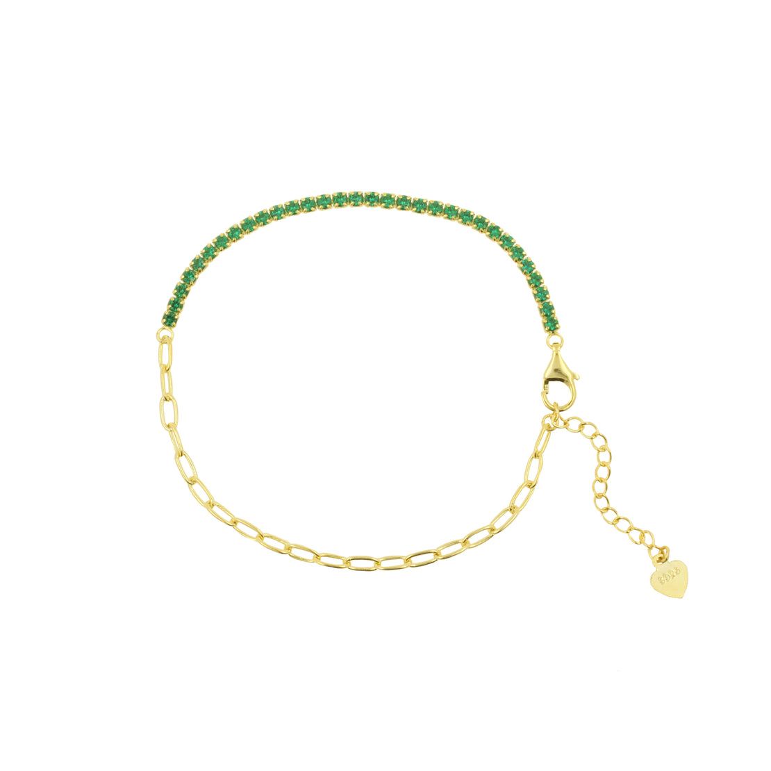 925 Silver Bracelet With Square Zirconia Gems Gold