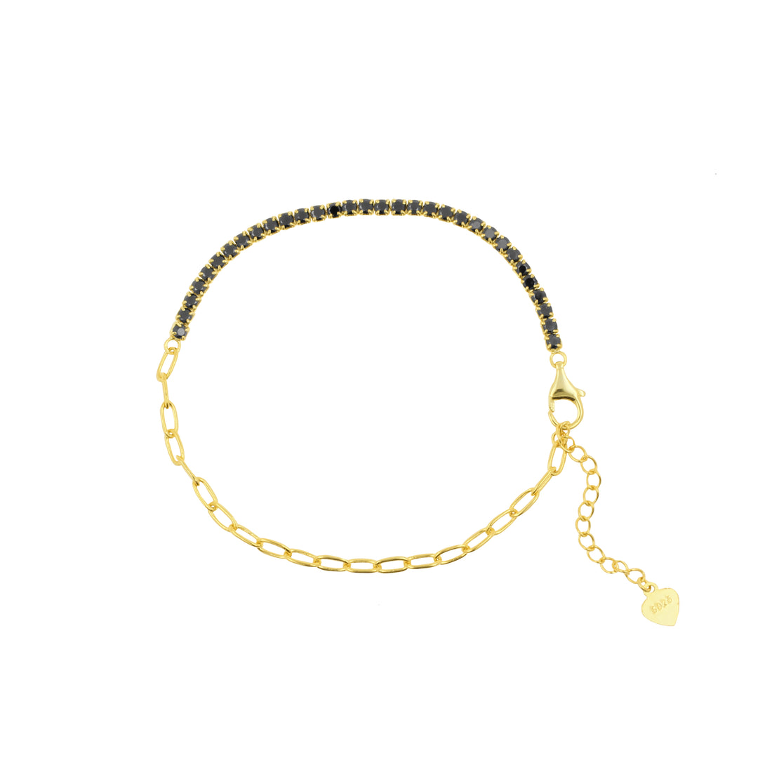 925 Silver Bracelet With Square Zirconia Gems Gold