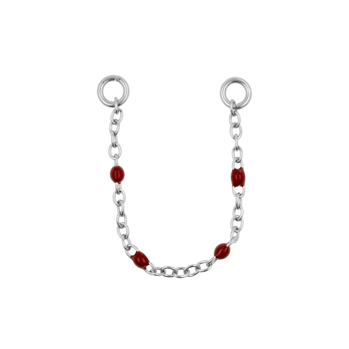 Surgical Steel Piercing Chain - Enamel Dark Red