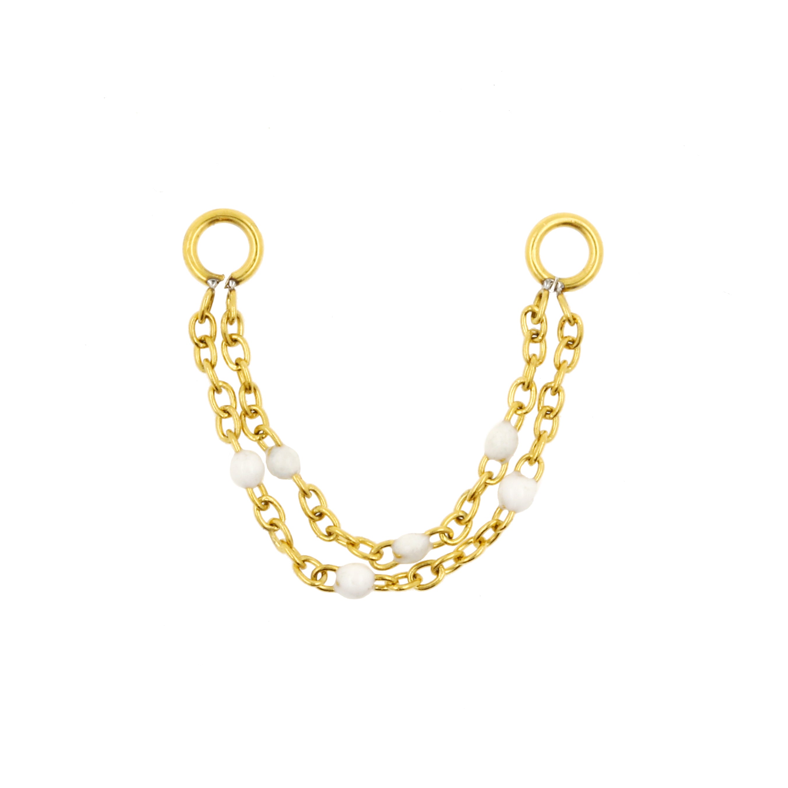 Surgical Steel Piercing Chain - Enamel Double Gold