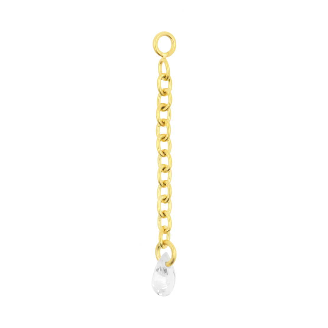 Chirurgisch Stalen Click Ring Schakelketting met Druppelvormige Zirkonia - Enkel - Zilver