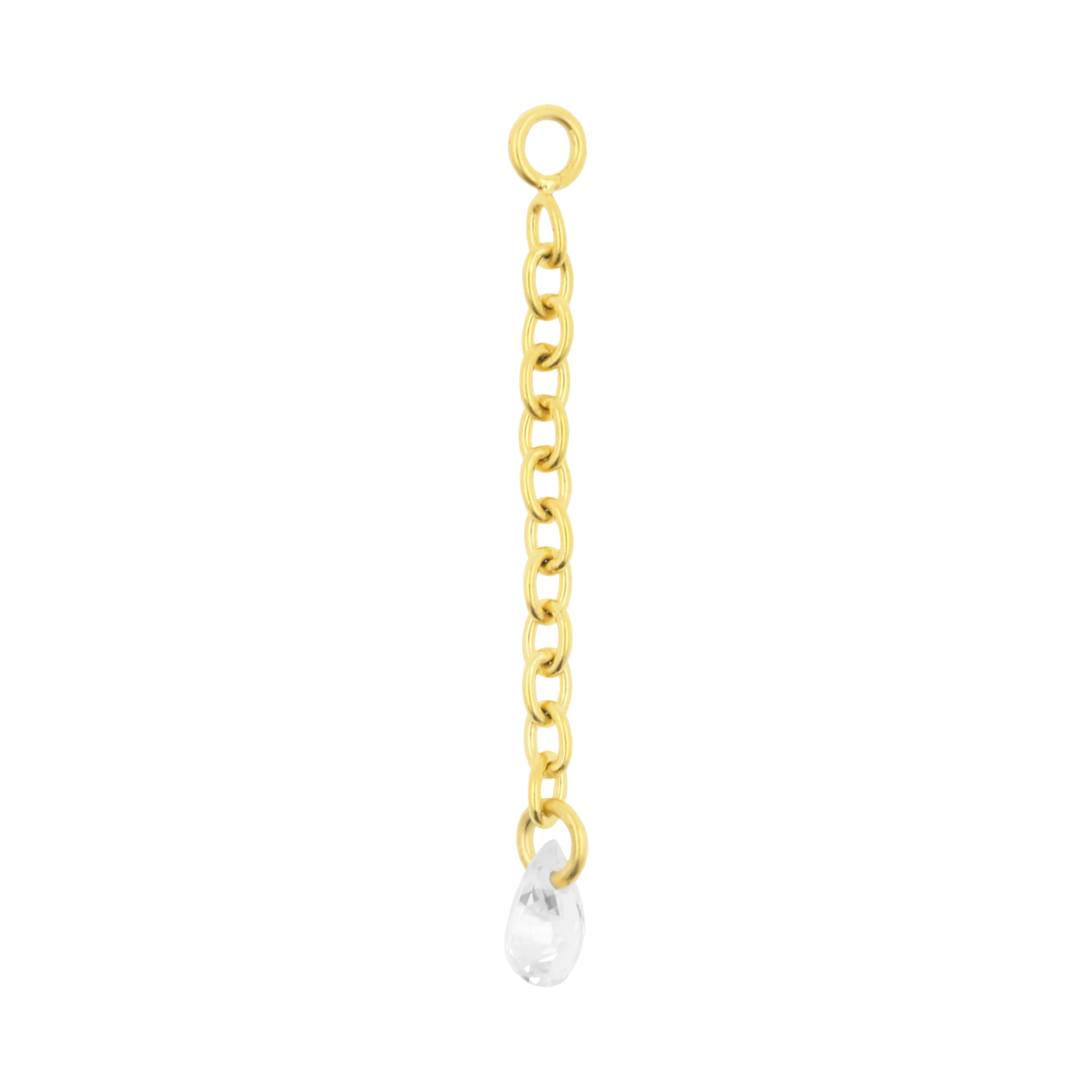Chirurgisch Stalen Click Ring Schakelketting met Druppelvormige Zirkonia - Enkel - Zilver