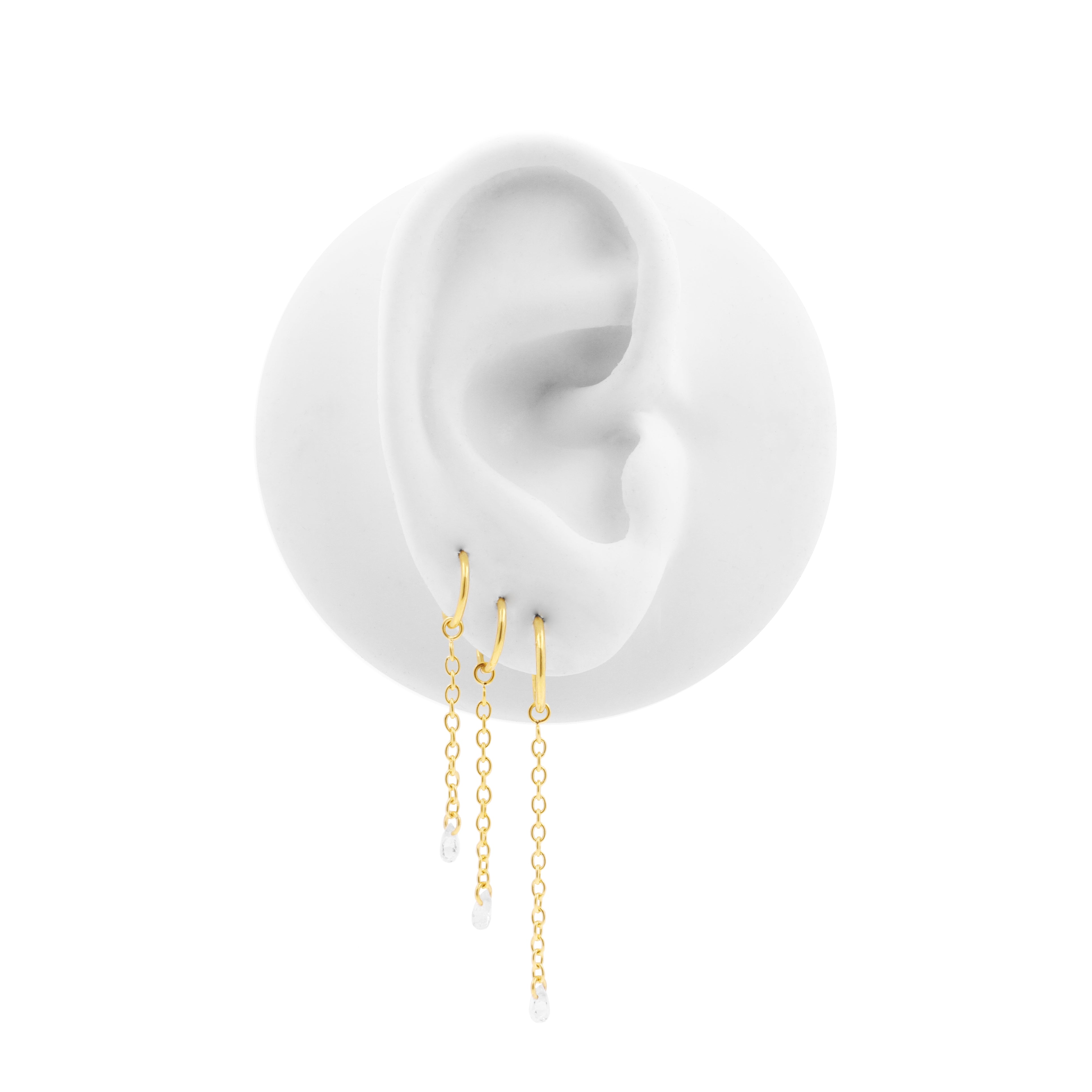 Chirurgisch Stalen Click Ring Schakelketting met Druppelvormige Zirkonia - Enkel - Zilver
