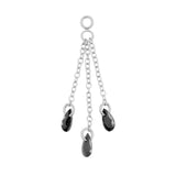Surgical Steel Click Ring Charm Chain With Zirconia - Triple Silver