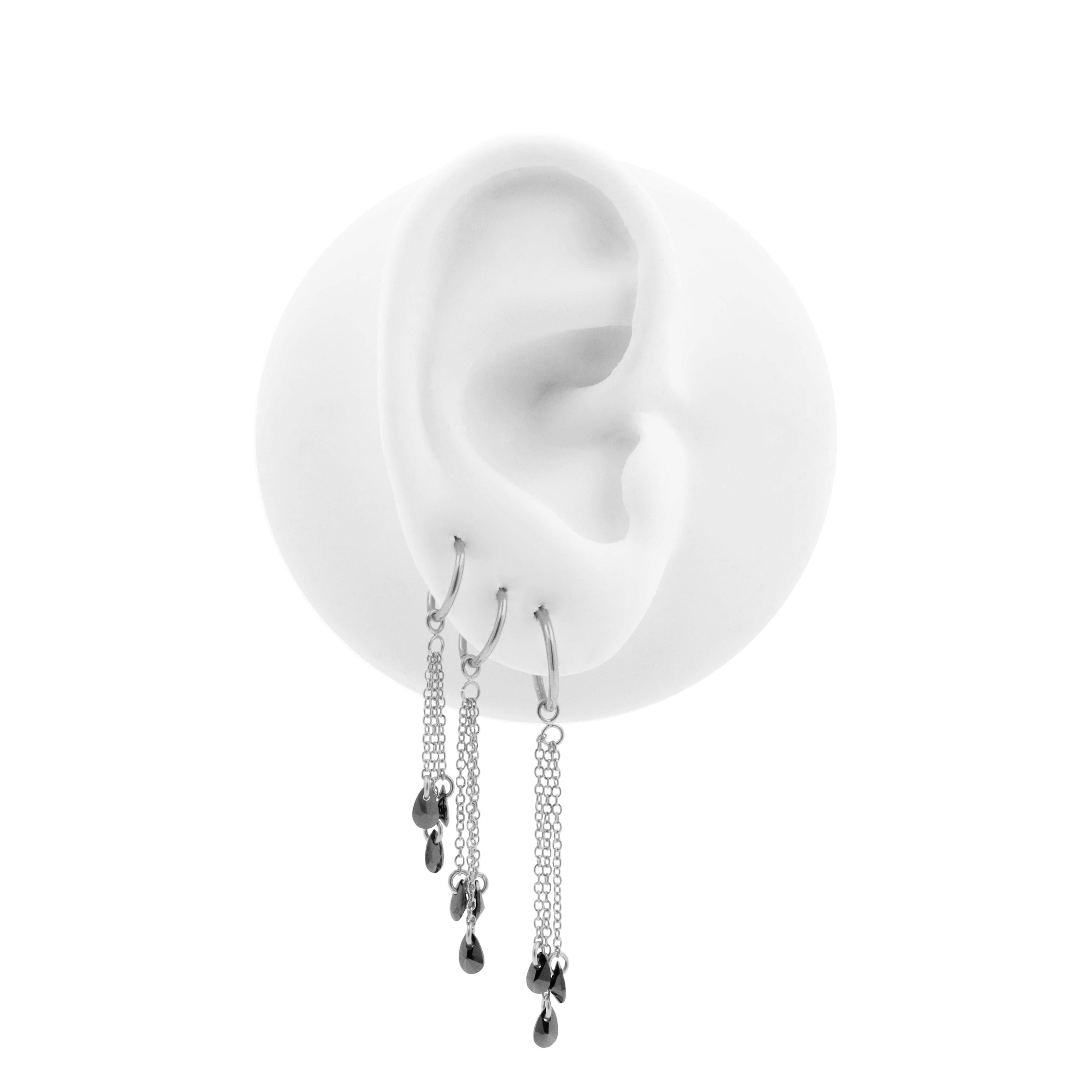 Chirurgisch Stalen Click Ring Box Chains met Ronde Zirkonia’s - Driedubbel - Goud