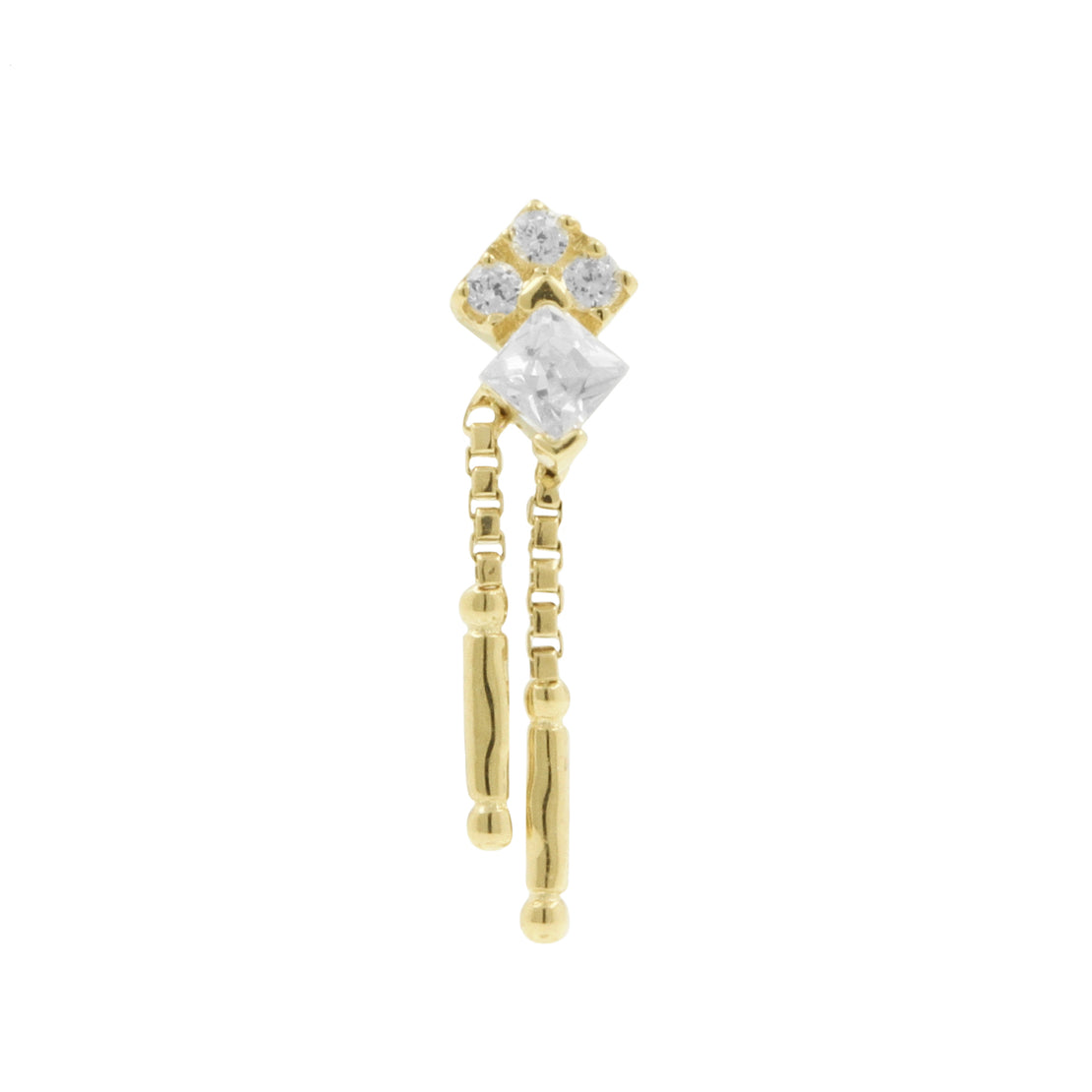14 Karat Gold Square Zirconia Dangle