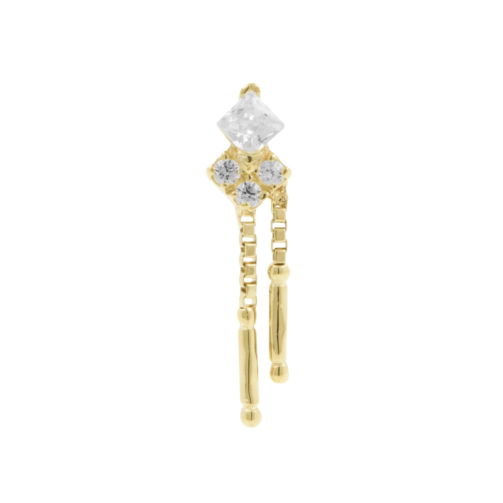 14 Karat Gold Square Zirconia Dangle