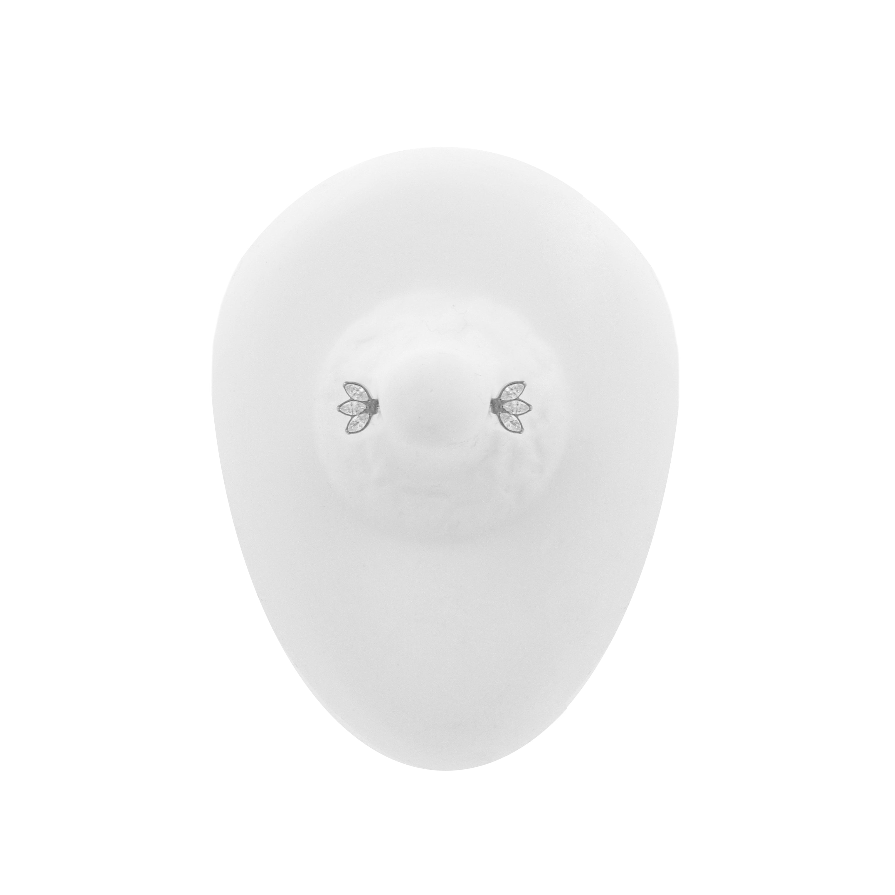 Titanium Zirconia Marquise Nipple Cluster - Silver
