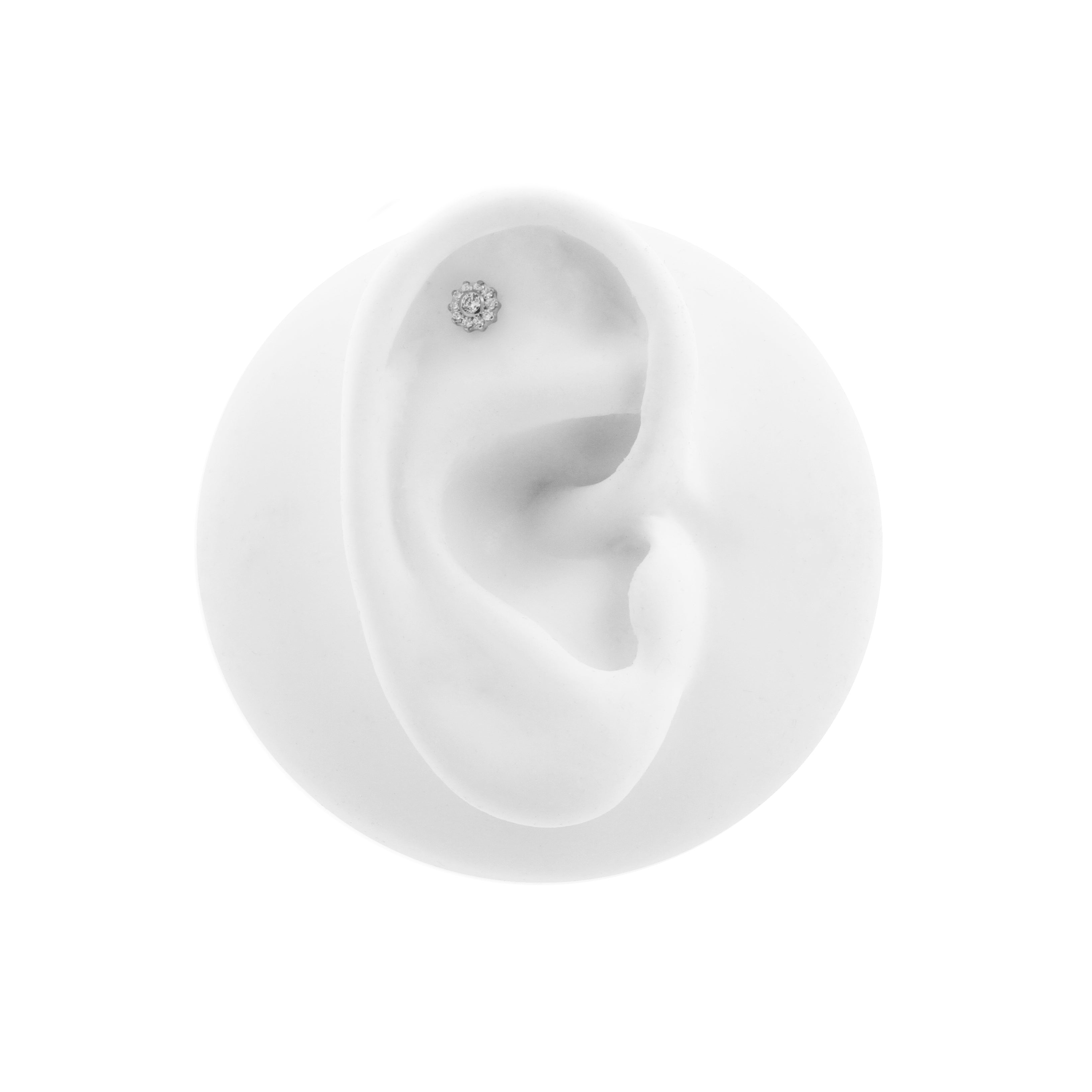 Titanium Zirconia Flower Cluster - Silver