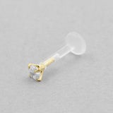 18 Karaats Goud Bioplast Labret Stud - Goud Met Zirkonia