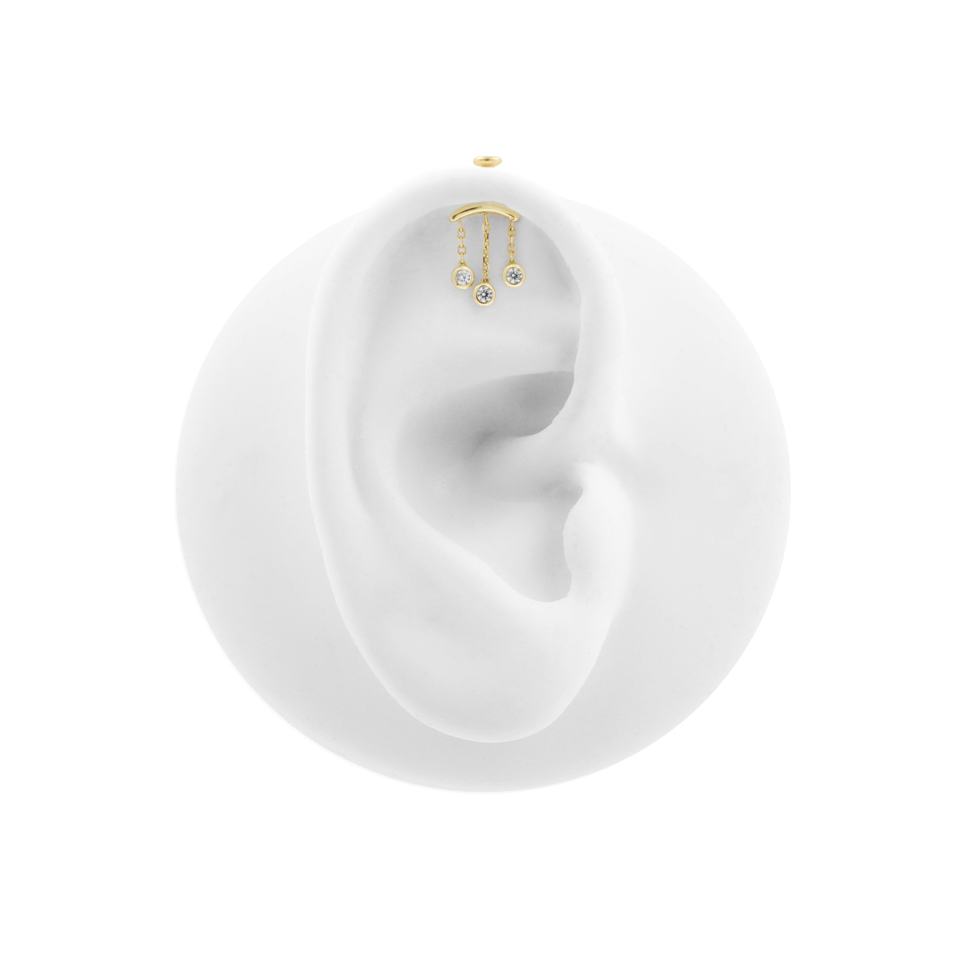 18 Karat Gold Vertical Helix - Zirconia Dangles