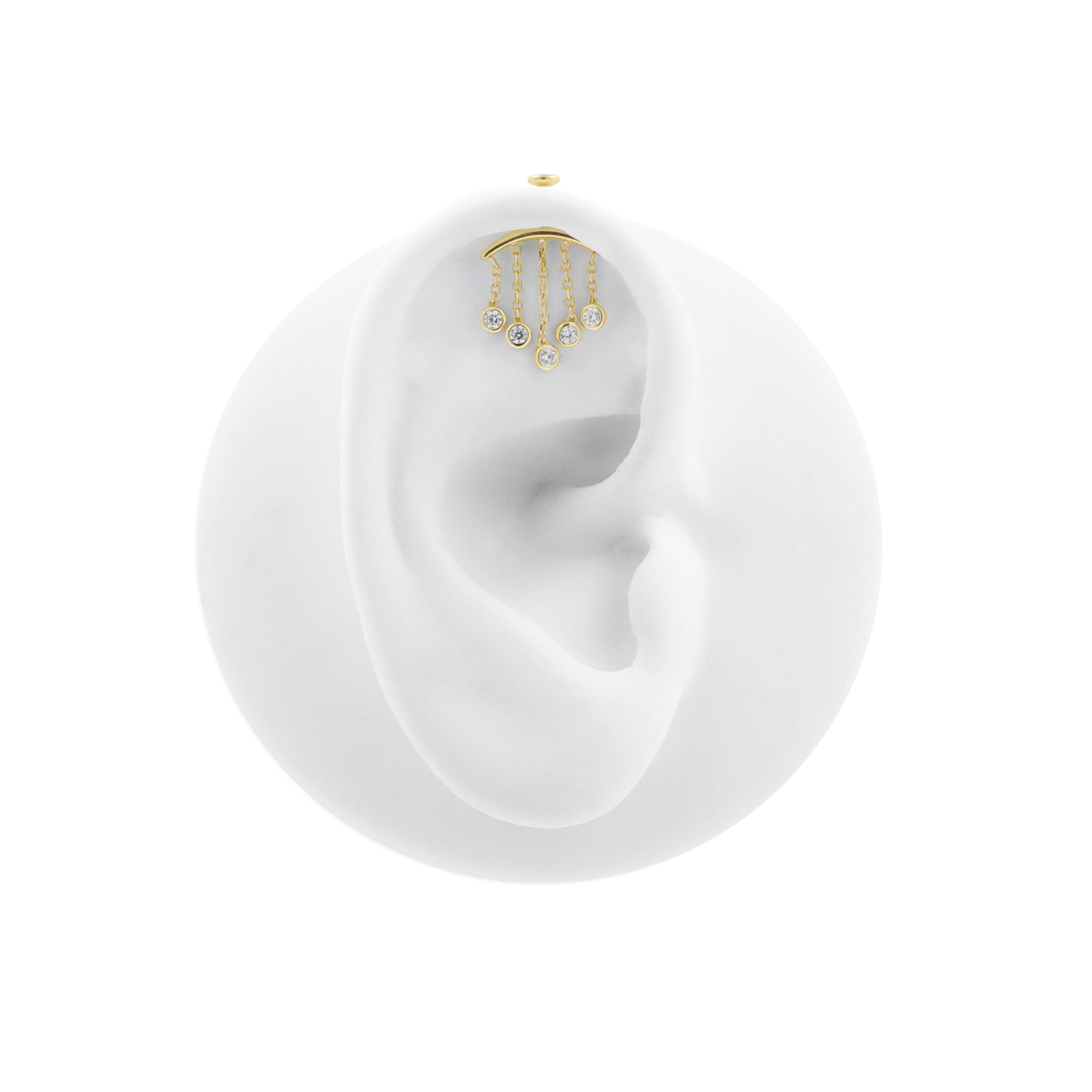 18 Karat Gold Vertical Helix - Zirconia Dangles