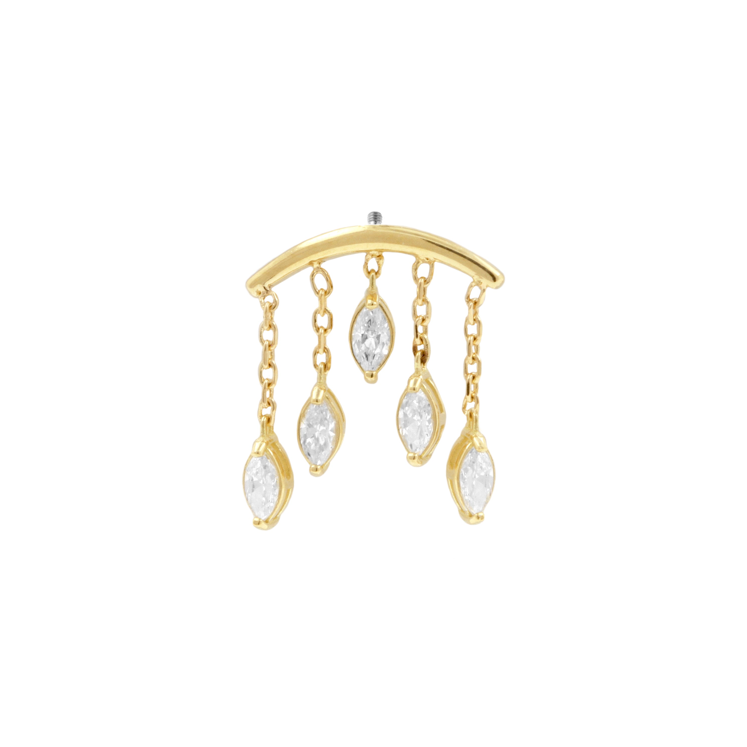 18 Karat Gold Vertical Helix - Zirconia Dangles
