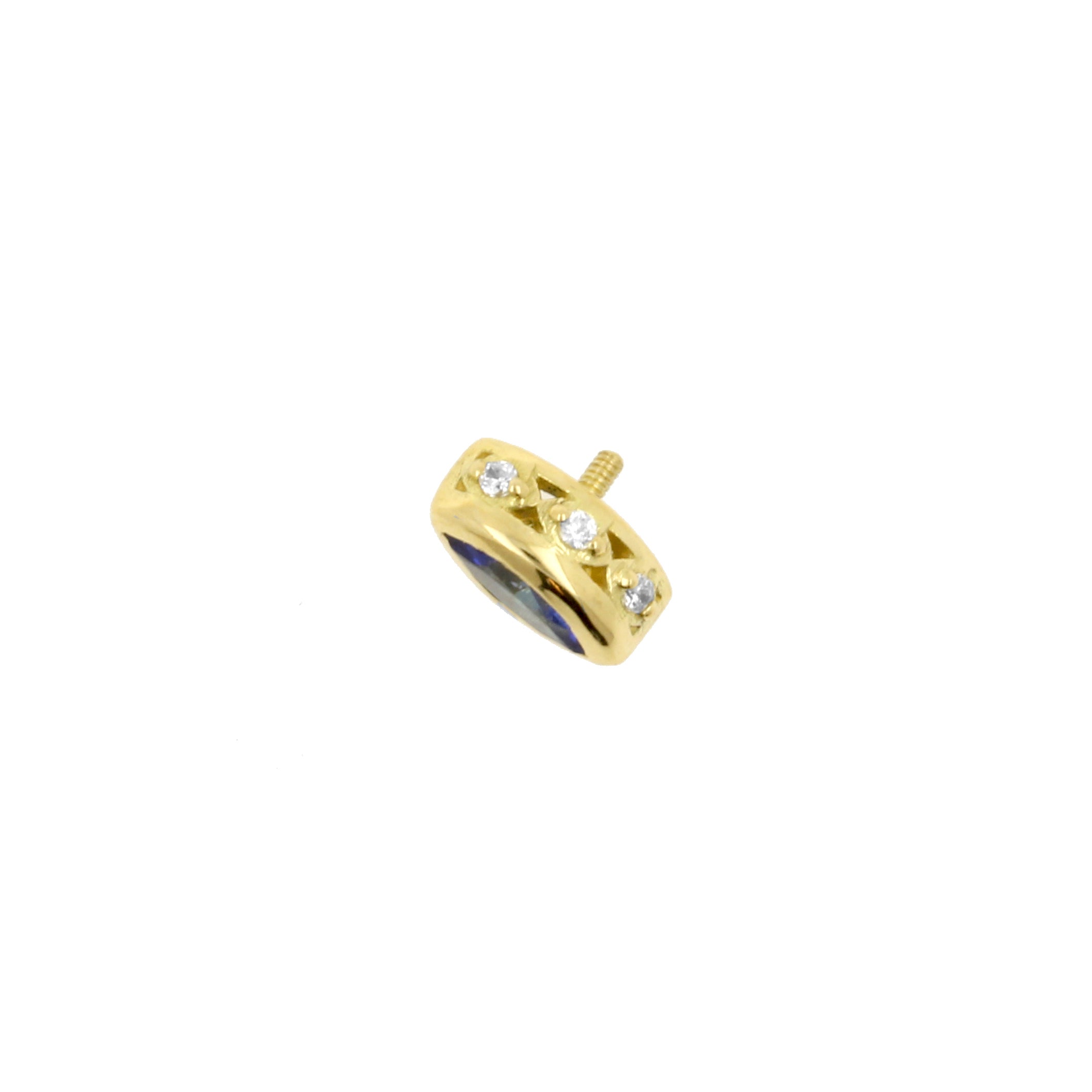 18 Karat Gold Zirconia And Topaz Marquise Dark Blue