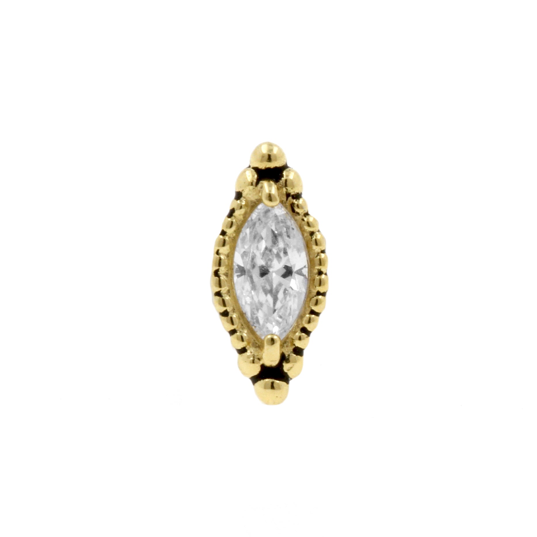 18 Karat Gold Zirconia Vintage Marquise