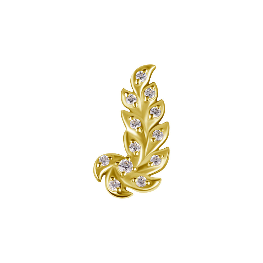18 Karat Gold Zirconia Fern - Left