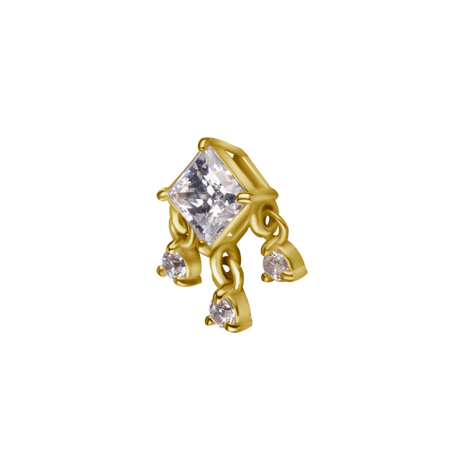 18 Karat Gold Zirconia Dangled Square