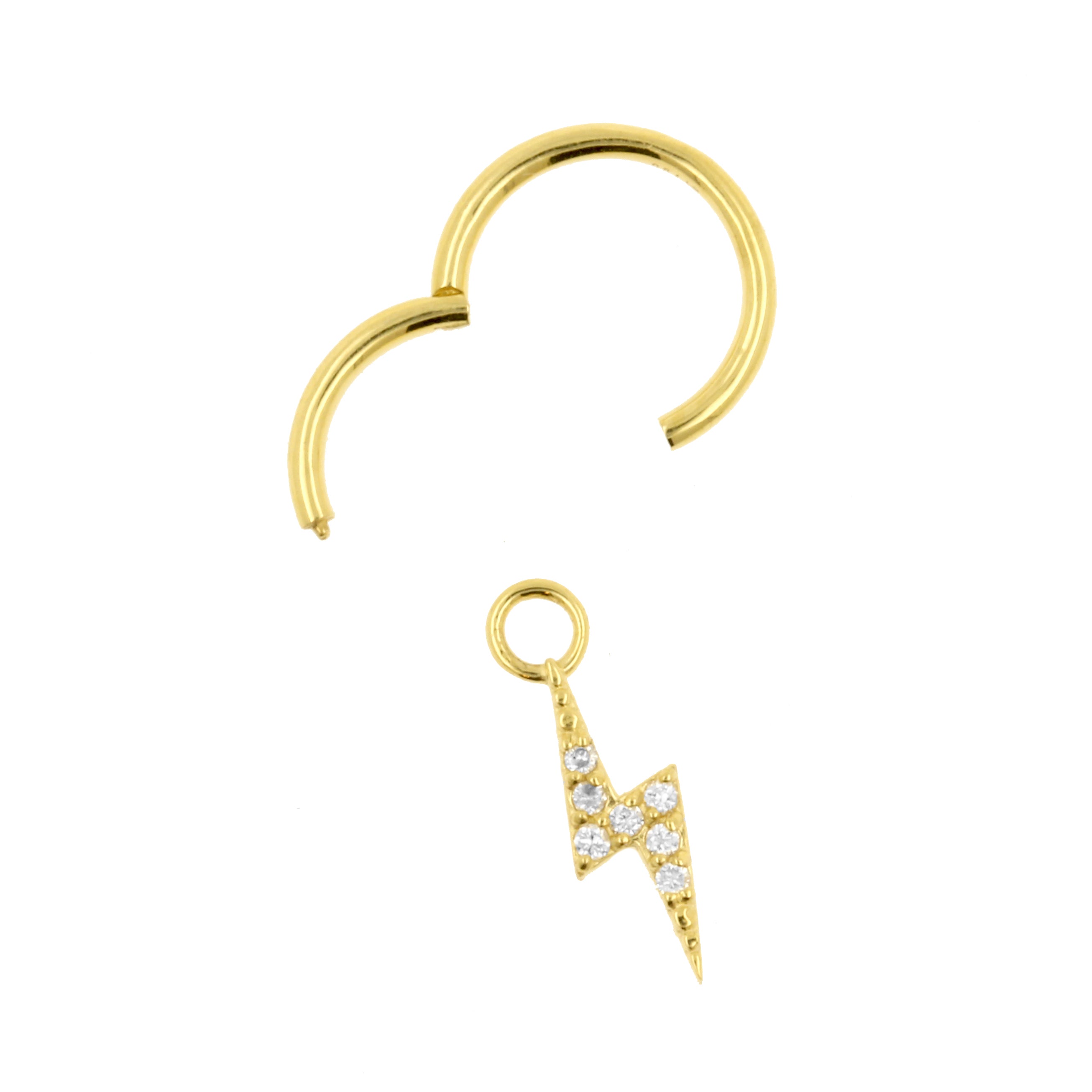 18 Karat Gold Click Ring Charm - Diamond Flash