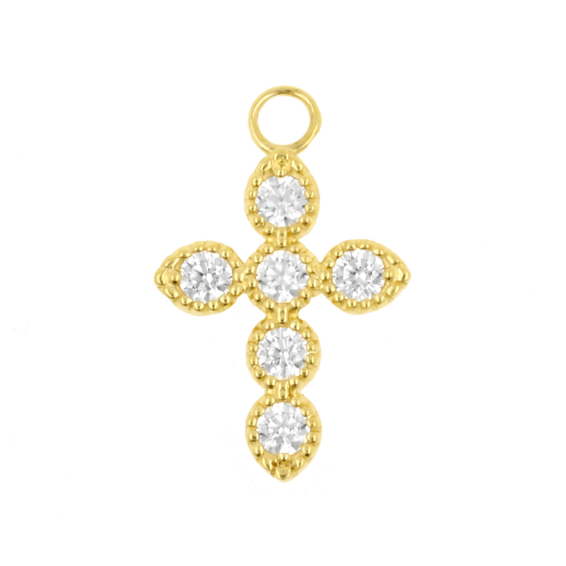 18 Karat Gold Click Ring Charm - Cross Zirconia